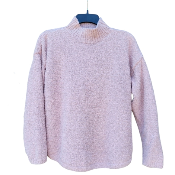 Uniqlo Light Pink Cowl Neck Soft Sweater with Textured Knit - Size S - Picture 1 of 4